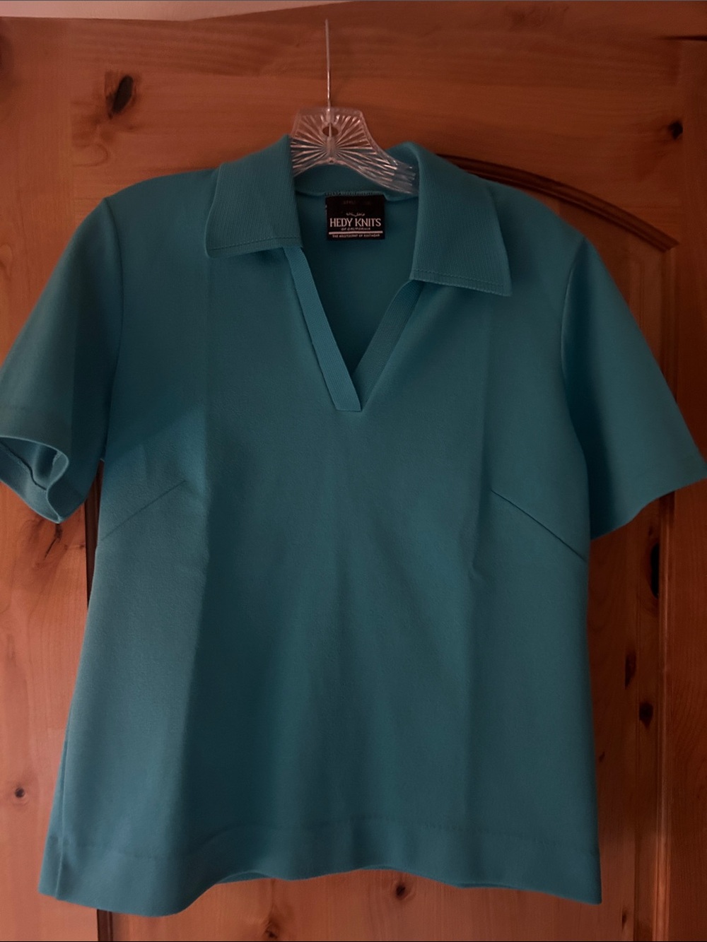 Teal Short-Sleeve V-Notch Polo Tee
